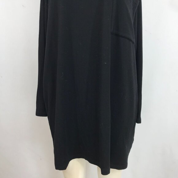 EILEEN FISHER - WOMEN'S MEDIUM -BLACK LONG SLEEVE V NECK TENCEL BLEND TUNIC TOP - Picture 3 of 8